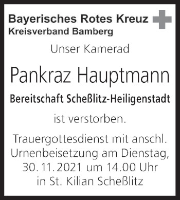 Anzeige von Pankraz Hauptmann von MGO