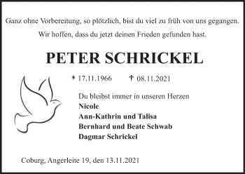 Anzeige von Peter Schrickel von MGO