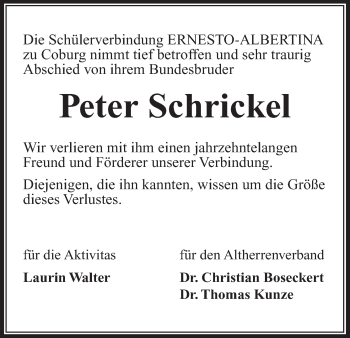 Anzeige von Peter Schrickel von MGO