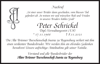 Anzeige von Peter Schrickel von MGO