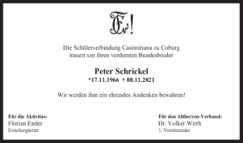 Anzeige von Peter Schrickel von MGO