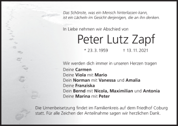 Anzeige von Peter Lutz Zapf von MGO