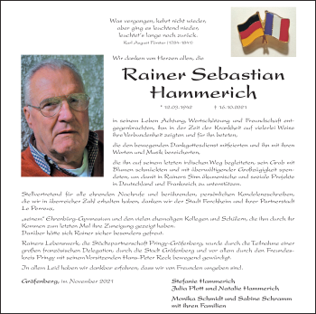 Anzeige von Rainer Sebastian Hammerich von MGO