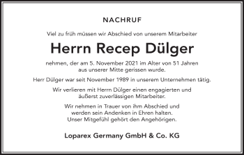 Anzeige von Recep Dülger von MGO