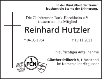 Anzeige von Reinhard Hutzler von MGO