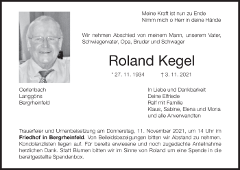 Anzeige von Roland Kegel von MGO