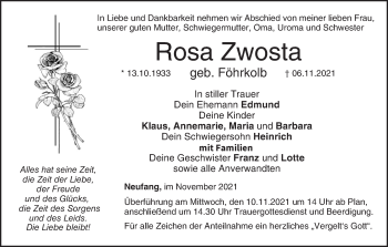 Anzeige von Rosa Zwosta von MGO