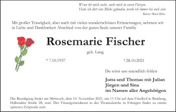 Anzeige von Rosemarie Fischer von MGO