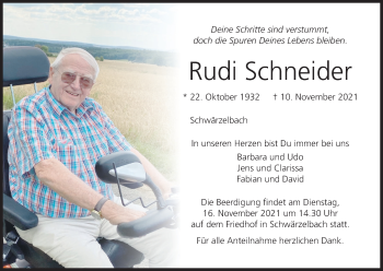 Anzeige von Rudi Schneider von MGO