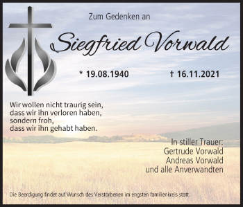 Anzeige von Siefgried Vorwald von MGO