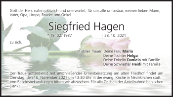 Anzeige von Siegfried Hagen von MGO