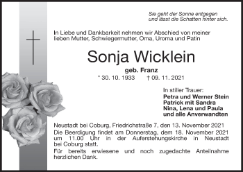 Anzeige von Sonja Wicklein von MGO