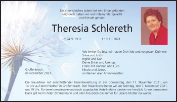 Anzeige von Theresia Schlereth von MGO