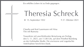 Anzeige von Theresia Schreck von MGO