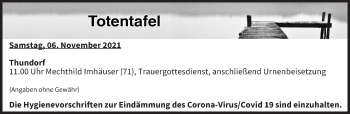 Anzeige von Totentafel vom 06.11.2021 von MGO
