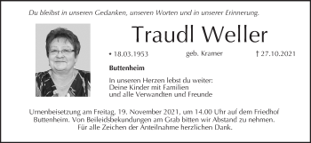 Anzeige von Traudl Weller von MGO