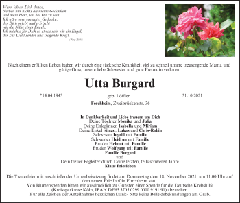 Anzeige von Utta Burgard von MGO