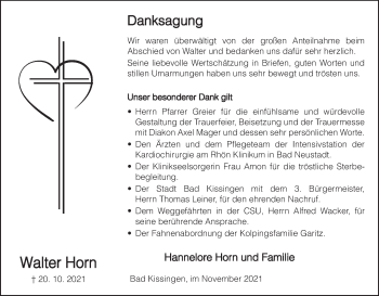 Anzeige von Walter Horn von MGO
