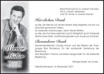 Anzeige von Werner Müller von MGO