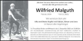 Anzeige von Wilfried Malguth von MGO
