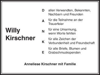 Anzeige von Willy Kirschner von MGO