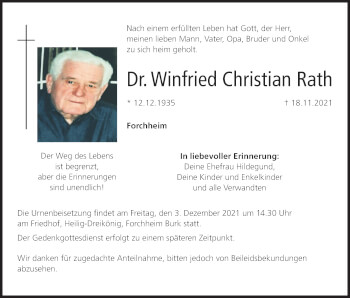 Anzeige von Winfried Christian Rath von MGO