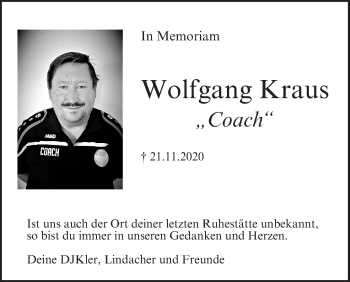 Anzeige von Wolfgang Kraus von MGO