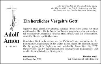 Anzeige von Adolf Amon von MGO