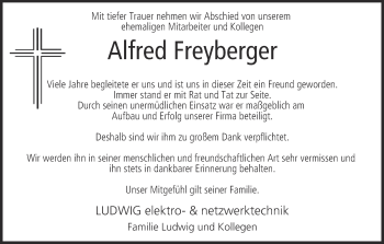 Anzeige von Alfred Freyberger von MGO