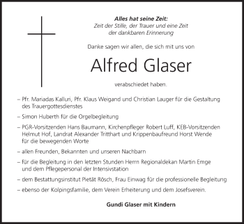 Anzeige von Alfred Glaser von MGO