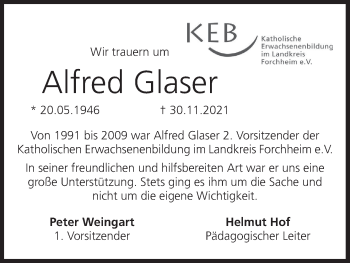 Anzeige von Alfred Glaser von MGO