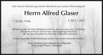 Anzeige von Alfred Glaser von MGO