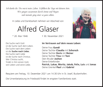 Anzeige von Alfred Glaser von MGO