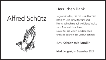 Anzeige von Alfred Schütz von MGO