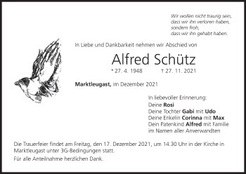 Anzeige von Alfred Schütz von MGO