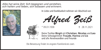 Anzeige von Alfred Zeiß von MGO