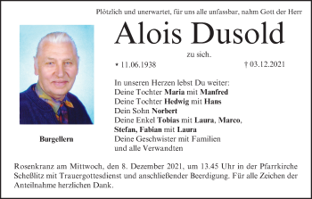 Anzeige von Alois Dusold von MGO