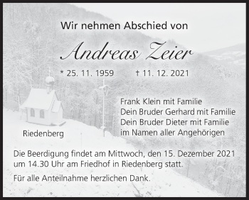 Anzeige von Andreas Zeier von MGO