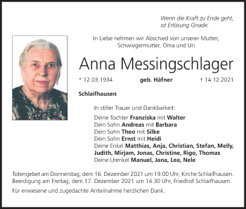 Anzeige von Anna Messingschlager von MGO