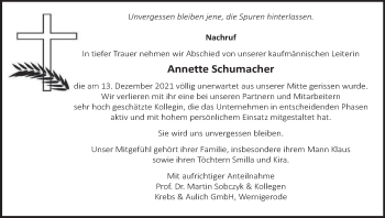 Anzeige von Annette Schumacher von MGO