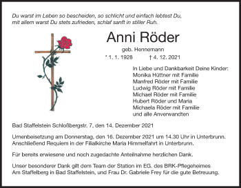 Anzeige von Anni Röder von MGO