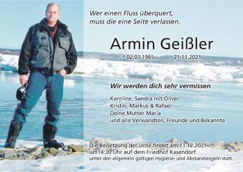 Anzeige von Armin Geißler von MGO