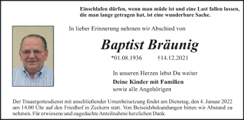 Anzeige von Baptist Bräunig von MGO