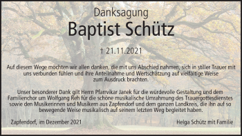 Anzeige von Baptist Schütz von MGO