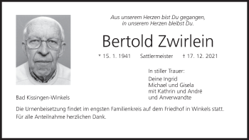 Anzeige von Bertold Zwirlein von MGO