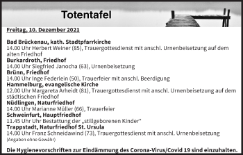 Anzeige von Bestattungen vom 10.12.2021 von MGO