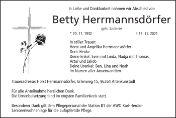 Anzeige von Betty Herrmannsdörfer von MGO