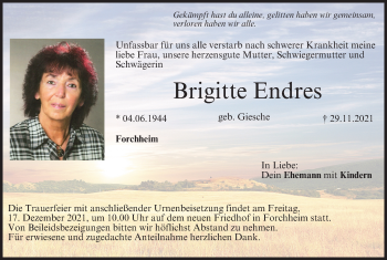 Anzeige von Brigitte Endres von MGO