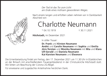 Anzeige von Charlotte Neumann von MGO
