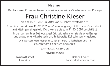 Anzeige von Christine Kieser von MGO